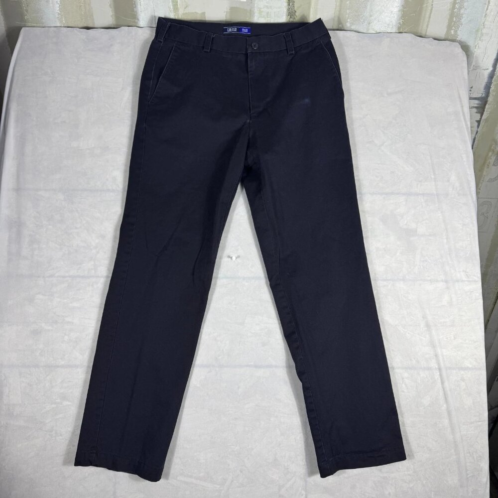 Izod Men's American Chino Pants Blue Straight Leg Slash‎ Pocket Flat Front 32x32